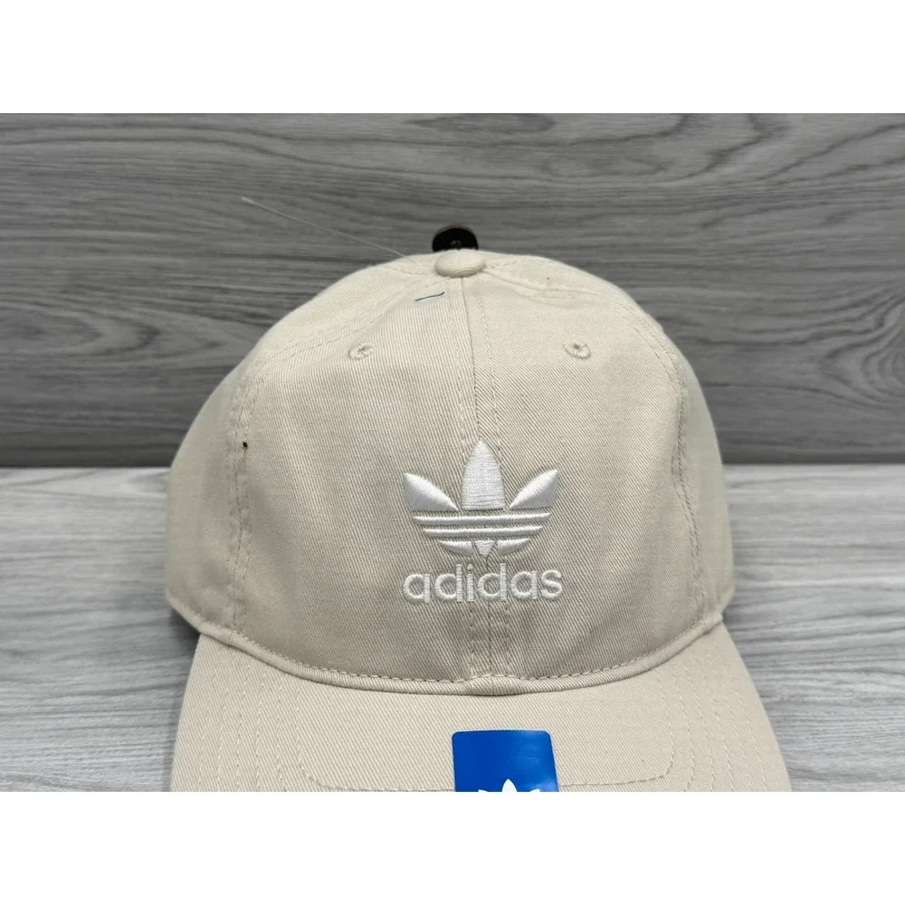Womens Adidas Originals Relaxed StrapBack Trefoil Style Athletic Hat Khaki